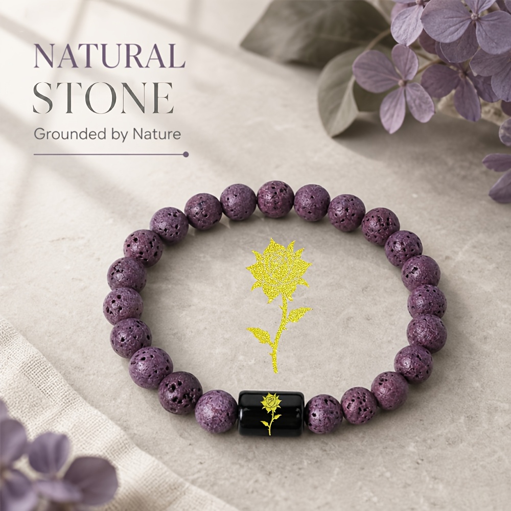 Bohemian Rose & Thorn Natural Stone Beaded Bracelet